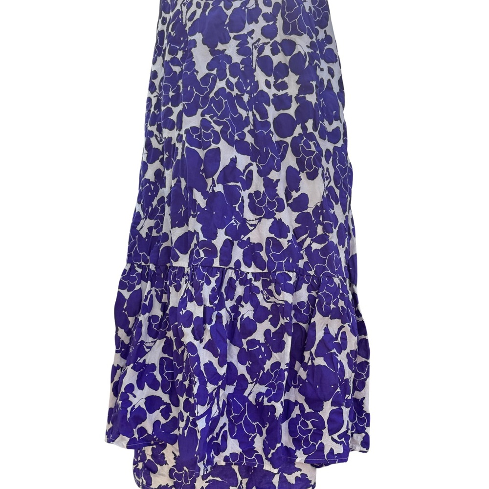Free the Roses Purple Floral Puff Sleeve Open Back Tie Midi Dress - Size L - Picture 4 of 7